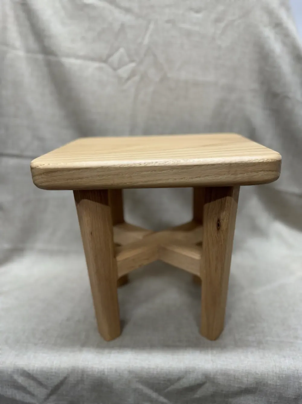 Red Oak Cross Leg Stool handmade by Wood Dust Creations